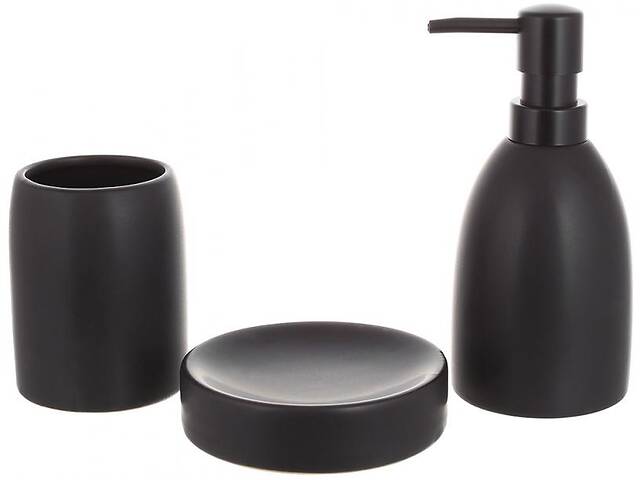 Набор аксессуаров Bright для ванной комнаты 'Черный Матовый' 3 предмета, керамика