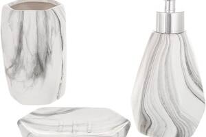 Набор аксессуаров Bright для ванной комнаты 'Серый мрамор' 3 предмета, керамика