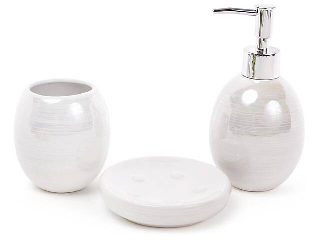 Набор аксессуаров Bright 'Nacre' для ванной комнаты 3 предмета, белый перламутр, керамика
