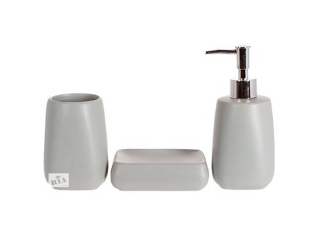 Набор аксессуаров 'Grey Classic' для ванной: дозатор для мыла, стакан, мыльница