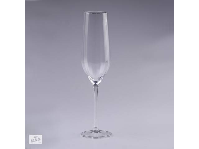 Набор бокалов для шампанского ребристых на тонкой ножке TS Kitchen 350 мл 6 штук (HP95)