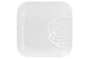 Набор Bona 3 фарфоровые обеденные тарелки Rose 25x25см Белый фарфор DP40185