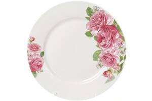 Набор Bona 6 фарфоровых обеденных тарелок Розовые розы диаметр 23см DP40121