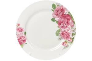 Набор Bona 6 фарфоровых обеденных тарелок Розовые розы диаметр 27см DP40122