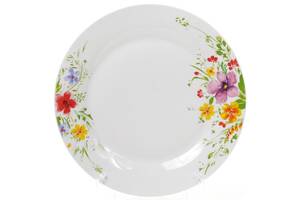Набор Bona 6 фарфоровых обеденных тарелок Цветы акварелью диаметр 27см DP40139