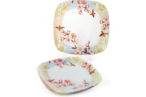 Набор Bona 6 стеклянных тарелок Цветущая вишня 30х30см подставные тарелки DP40063