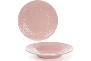 Набор Bona 6 суповых тарелок Leeds Ceramics диаметр 23см каменная керамика Розовые DP40079