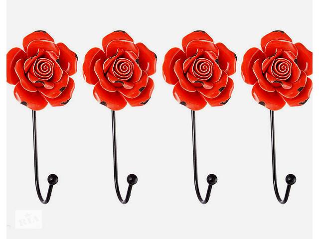 Набор декоративный металлических крючков из 4 шт на стену Lefard Красные Розы 8х6х16 см 574-177 Купи уже