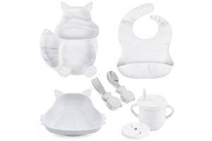 Набор детской посуды 2Life Белка Y1 из 7 предметов Белый мрамор (n-11308)
