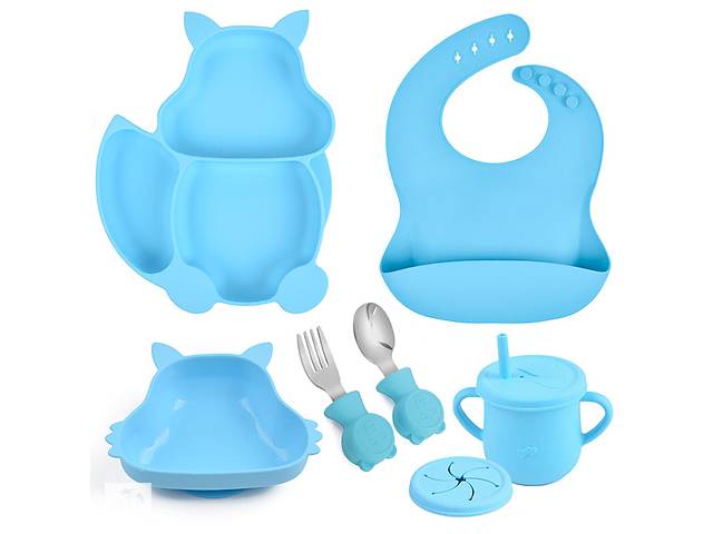 Набор детской посуды 2Life Белка Y9 из 7 предметов Голубой (n-11316)