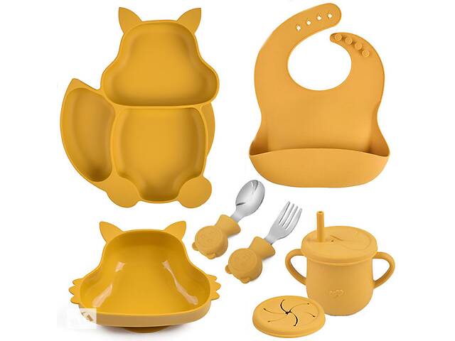 Набор детской посуды на присоске 2Life Белка Y17 из 7 предметов Желтый (v-11324)