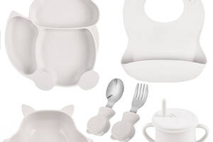 Набор детской посуды на присоске 2Life Белка Y23 из 7 предметов Белый (v-11330)