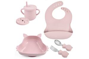 Набор детской посуды на присоске 2Life Белка Y26 из 6 предметов Розовый (v-11333)