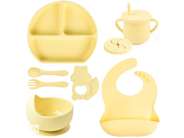 Набор детской посуды на присоске 2Life Y11 из 7 предметов Желтый (v-11344)