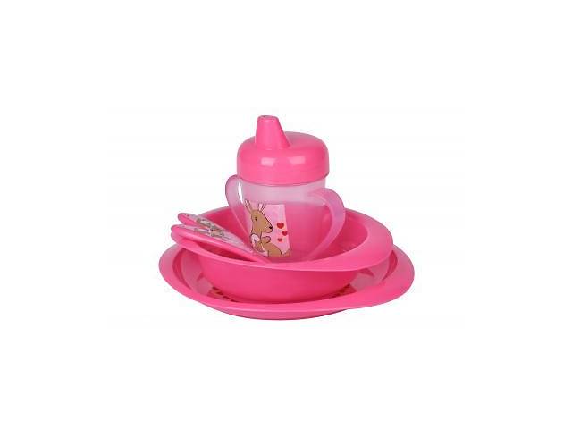 Набір дитячого посуду Nuvita 12м+ Рожевий 5 предметів (NV1495Pink)