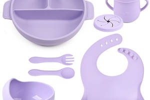 Набор детской силиконовой посуды 2Life Y2 из 7 предметов Фиолетовый (n-11505)