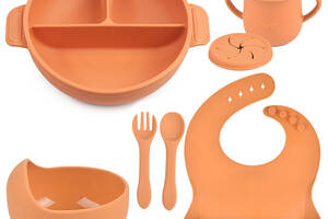 Набор детской силиконовой посуды 2Life Y25 из 7 предметов Оранжевый (n-11509)