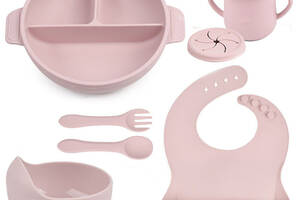 Набор детской силиконовой посуды 2Life Y26 из 7 предметов Розовый (n-11510)