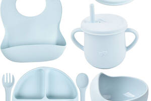 Набор детской силиконовой посуды 2Life Y5 7 шт Голубой (n-10052)