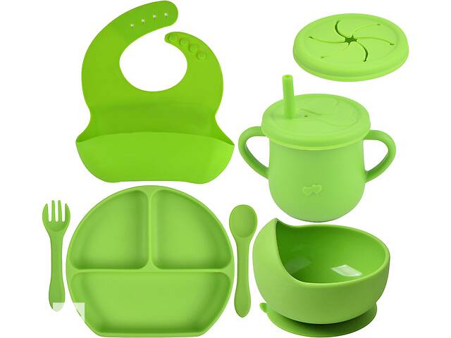 Набор детской силиконовой посуды 2Life Y7 7 шт Зеленый (vol-10054)