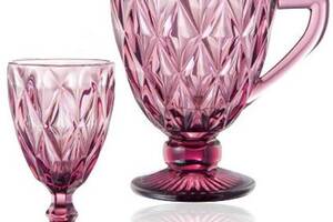 Набор для напитков Elodia 'Грани' 6 фужеров 320мл и кувшин 1.1л, розовое стекло
