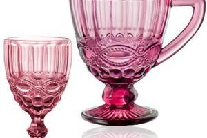 Набор для напитков Elodia 'Винтаж' 6 фужеров 340мл и кувшин 1.15л, розовое стекло
