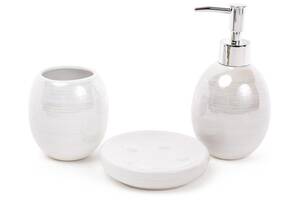 Набор для ванной комнаты 3 предмета белый перламутр ceramic DP68257 BonaDi