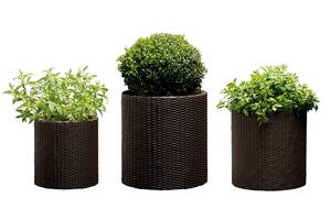 Набор горшков для цветов Keter Cylinder Planter Set коричневый 7л