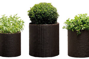 Набор горшков для цветов Keter Cylinder Planter Set коричневый 7л