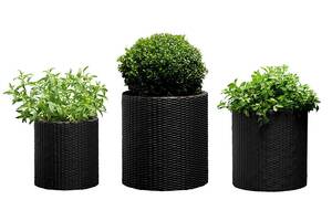 Набор горшков для цветов Keter Cylinder Planter Set серый 7л