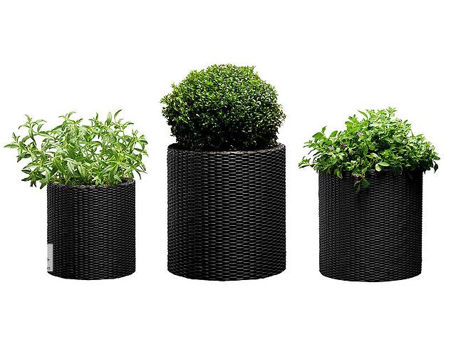 Набор горшков для цветов Keter Cylinder Planter Set серый 7л