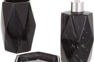 Набор керамических аксессуаров для ванной комнаты Black marble 3 предмета ceramic DP219253 BonaDi