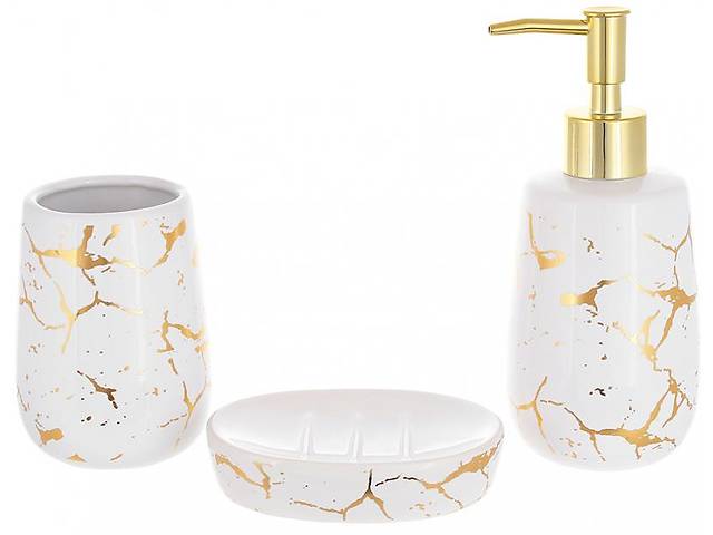 Набор керамических аксессуаров для ванной комнаты Golden Marble 3 предмета ceramic DP219256 BonaDi