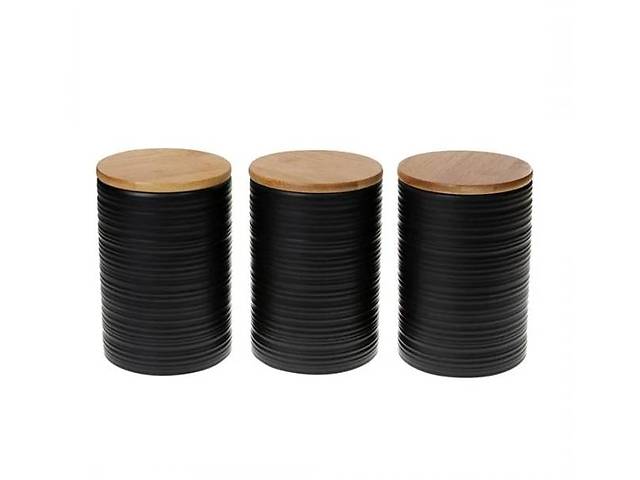Набор керамических банок Flora Линии с бамбуковыми крышками 3 шт. 0,8 л. 32096 (SKL0907)