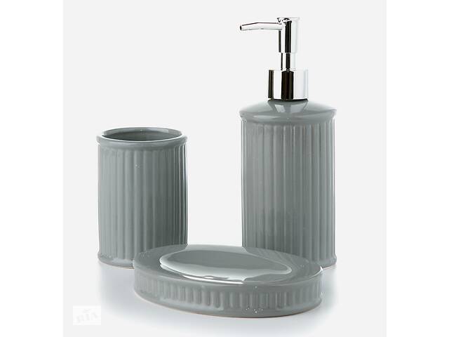 Набор керамический для ванной и туалета 3 предмета Серый 003BR Купи уже сегодня!