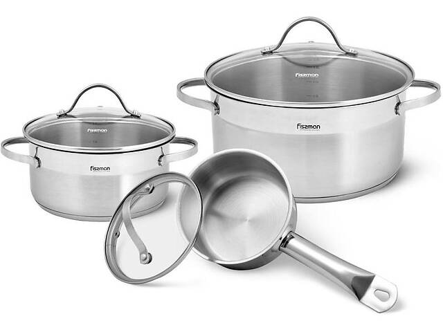 Набор кухонной посуды Fissman Evita 6 предметов, из нержавеющей стали
