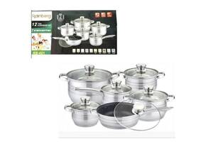 Набор кухонной посуды RB-601 для всех видов плит из 12 предметов с стеклянными крышками с паровыпуском (12820_5026)