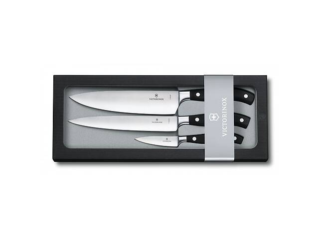 Набор кухонных кованых ножей Victorinox Forged Сhef's Grand Maitre 3 шт Черные (7.7243.3)