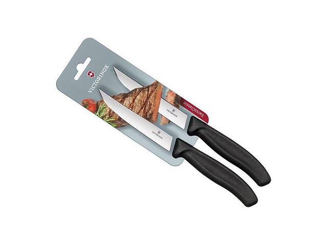 Набор кухонных ножей для стейка Victorinox Swiss Classic Steak 12 см 2 шт Черные (6.7903.12B)