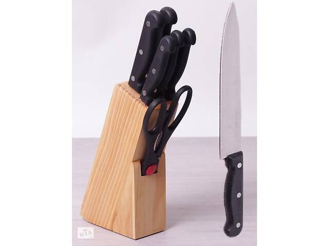 Набор кухонных ножей Iserlohn 6 ножей на деревянной подставке Kamille DP38056