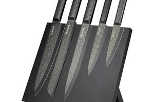 Набор кухонных ножей на магнитной подставке 5 шт MAGIO MG-1096 Black N