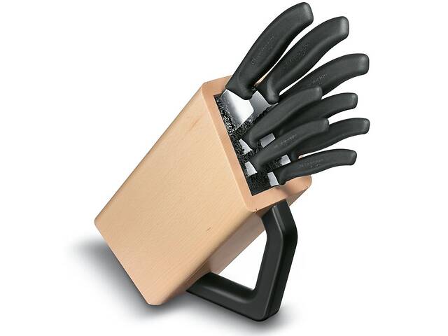 Набір кухонних ножів та підставки Victorinox Swiss Classic Cutlery Block 9 предметів Чорні (6.7173.8)