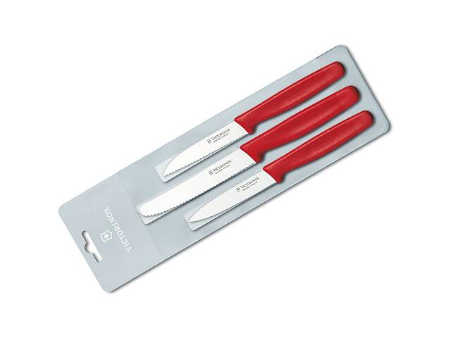 Набор кухонных овощных ножей Victorinox Paring Set 3 шт Красный (5.1111.3)