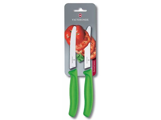 Набор кухонных овощных ножей Victorinox TomatoSausage 11 см 2 шт Зеленые (6.7836.L114B)