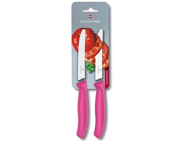 Набор кухонных овощных ножей Victorinox TomatoSausage 11 см 2 шт Розовые (6.7836.L115B)