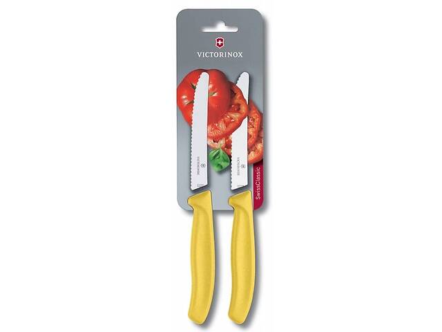 Набор кухонных овощных ножей Victorinox TomatoSausage 11 см 2 шт Желтые (6.7836.L118B)