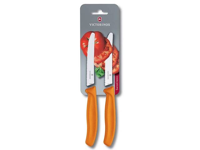 Набор кухонных овощных ножей Victorinox TomatoSausage 11 см 2 шт Оранжевые (6.7836.L119B)