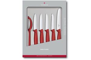 Набор кухонных овощных ножей и овощечистки Victorinox Swiss Classic Paring Set 6 предметов Красный (6.7111.6G)