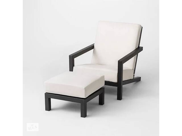 Набор мягкое кресло и пуфик на металлическом каркасе JecksonLoft Пинтер Белый 0169