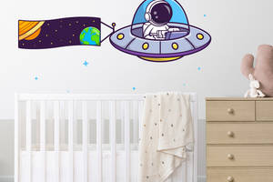 Набор наклеек на стену в детскую комнату 'Космонавт в космическом корабле среди звезд' Кавун 70х100 см